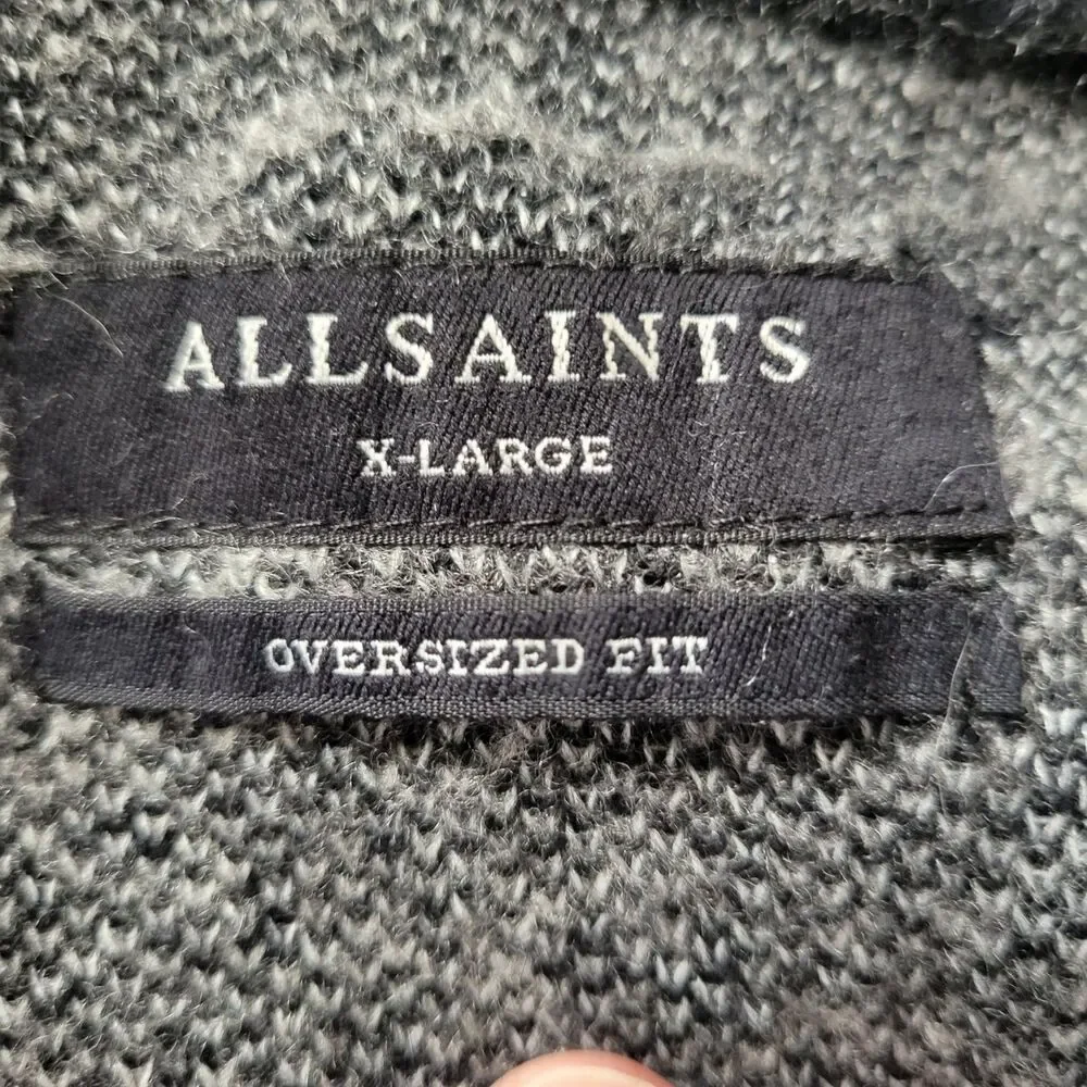 AllSaints Ture Saints Crew Jumper Sweater XL Distressed Zebra Knit Wool Alpaca